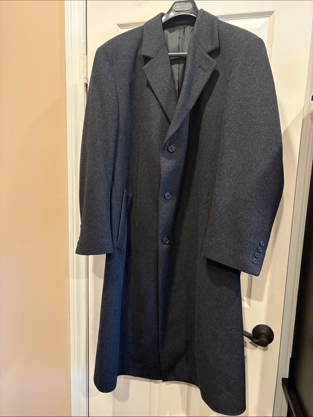 Vintage Alfani Men's Dark Charcoal Wool Pea Coat